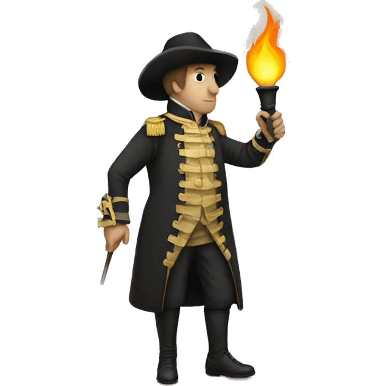 Faceless man in colonial costume with torch emoji