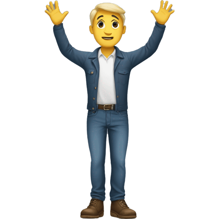 Man standing on his feet, raising his hands emoji