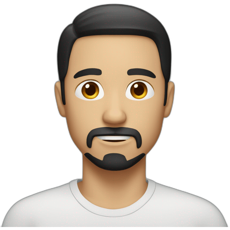 white man with short black hair and a not connected goatee emoji