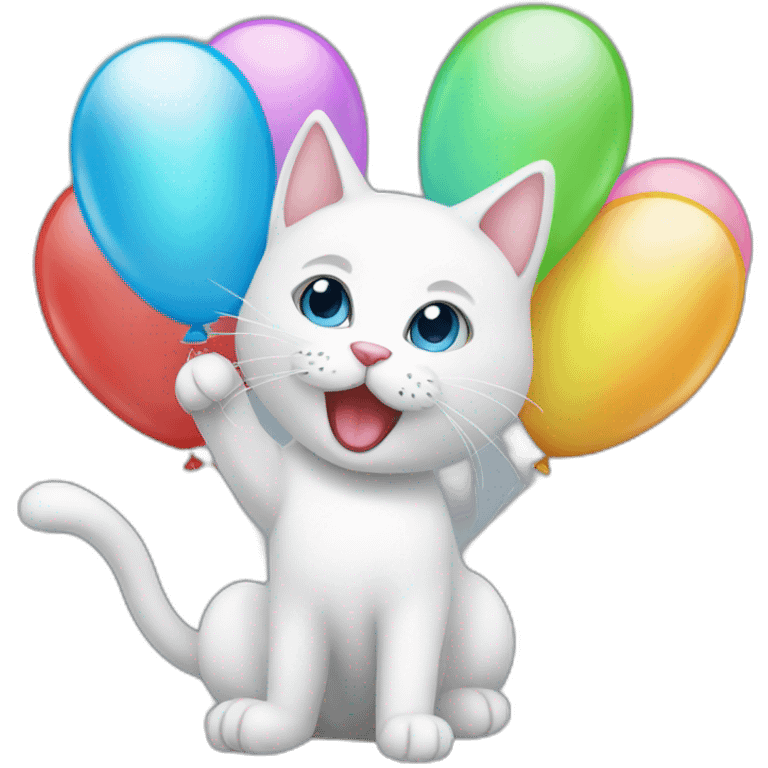 white-cat-Celebrating-balloons  emoji