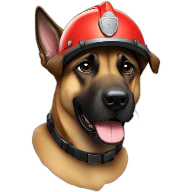 Berger belge malinois avec casque pompier emoji