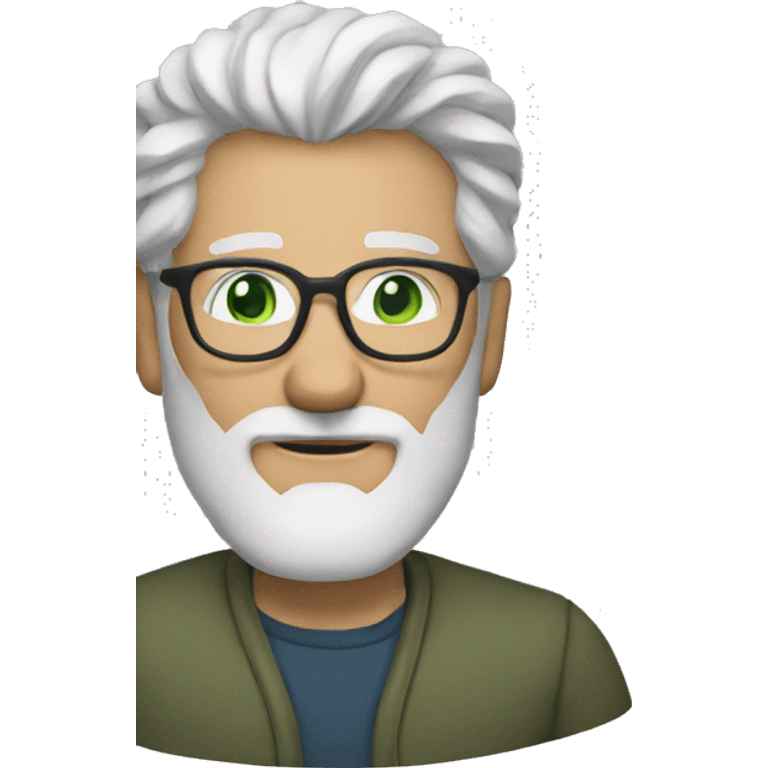 Mature man with gray hair and beard and glasses green eyes emoji