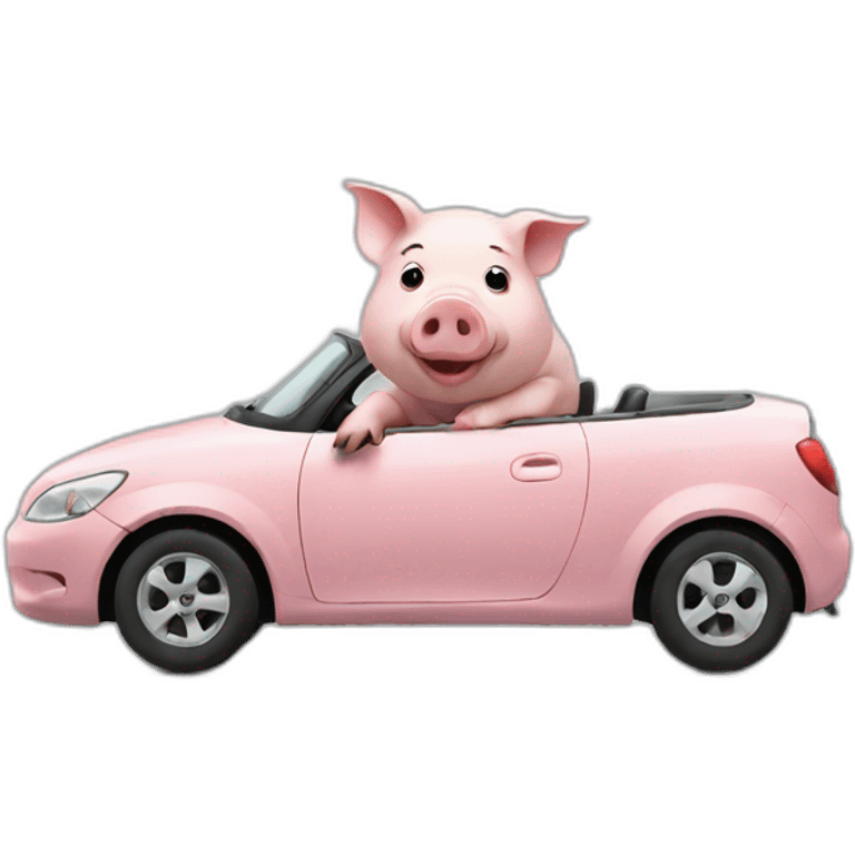 pig driving car emoji