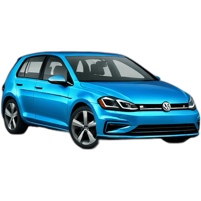 Blue Volkswagen Golf 2019 front view emoji