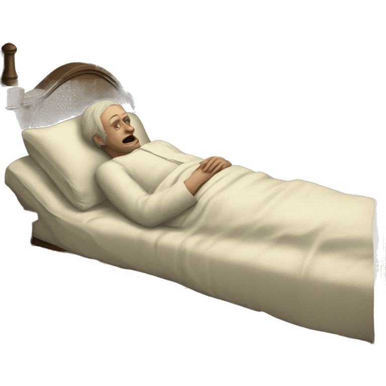 A sick man on a bed in 1870 emoji