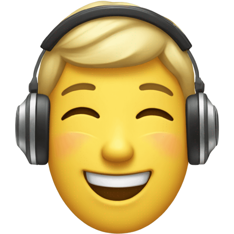 Smiling face listening to music emoji