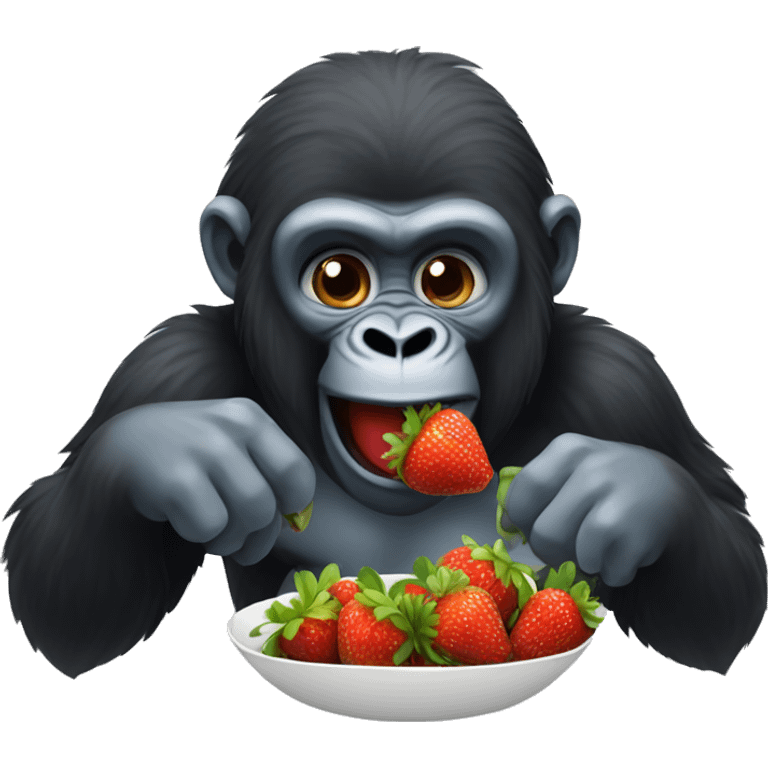 gorilla eating strawberries emoji