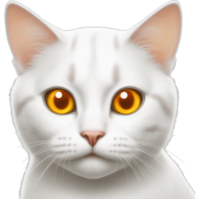 White cat with yellow eyes and orange spot on face emoji