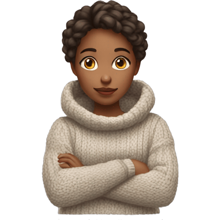 thoughtful girl in cozy sweater emoji