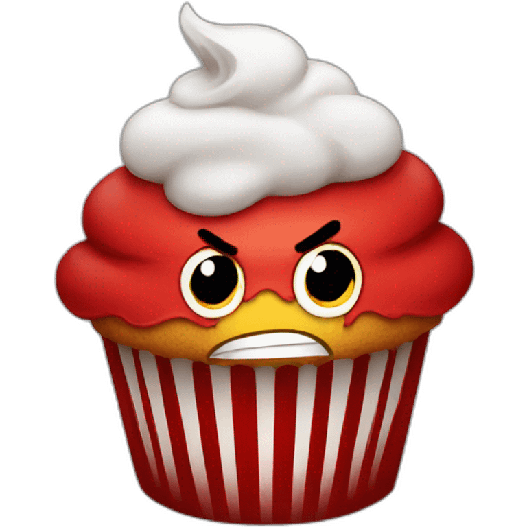 Angry red cupcake emoji