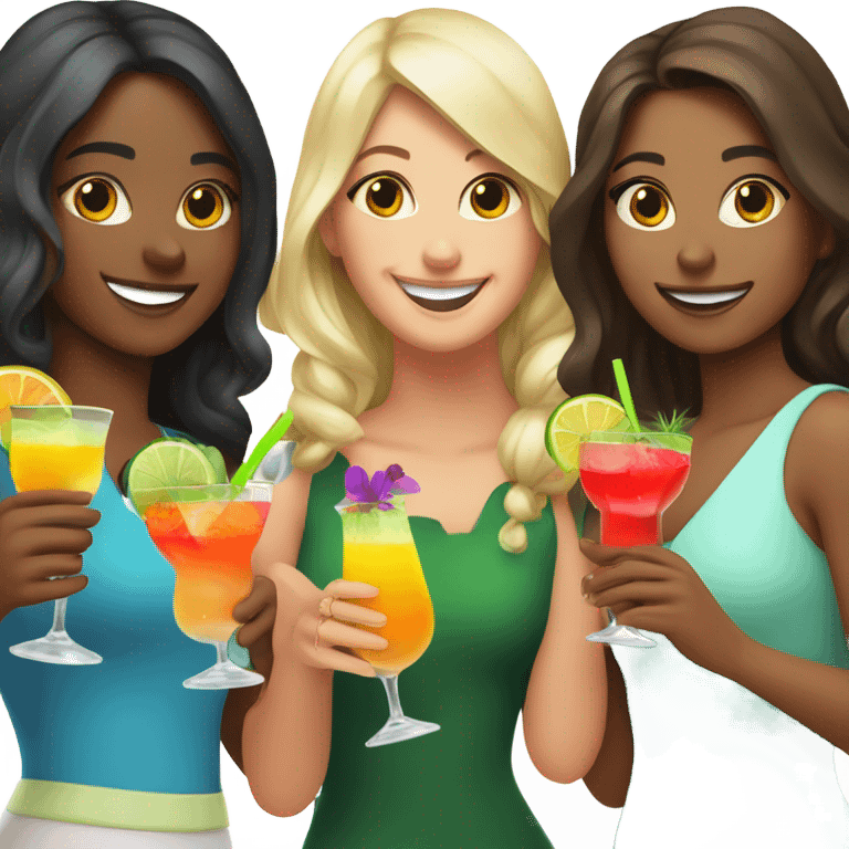 Three girls cocktails  emoji