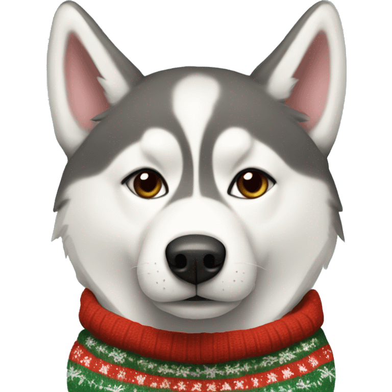 Siberian Husky in christmas Sweater  emoji