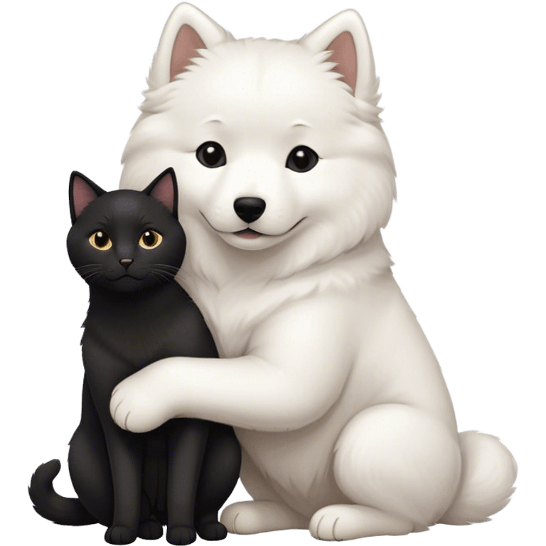 samoyed hug black british cat emoji