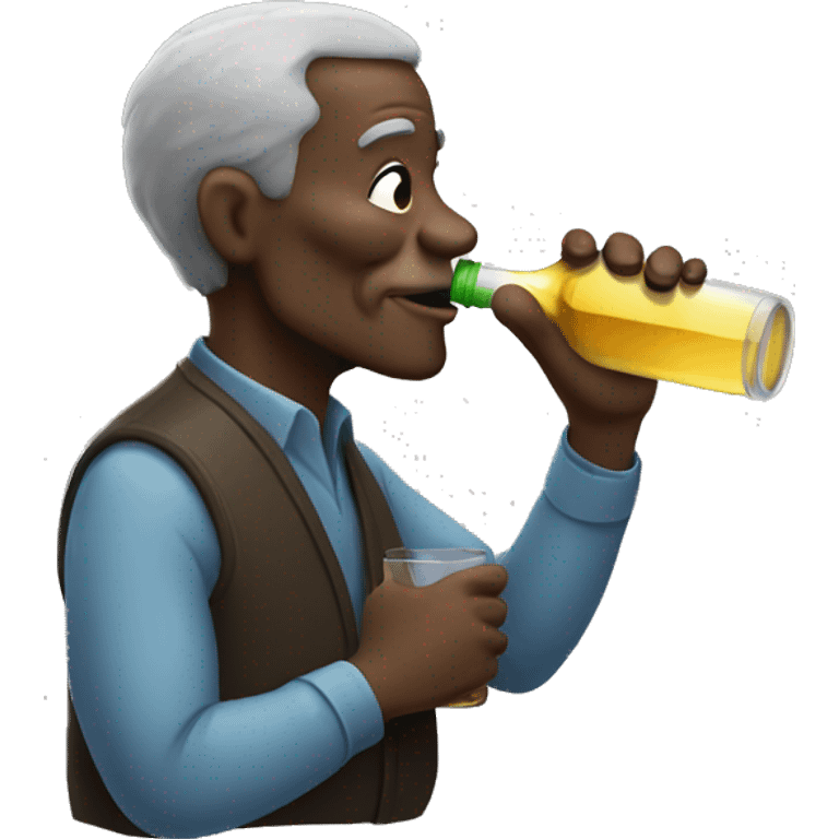 Black old man drinking from a bottle  emoji