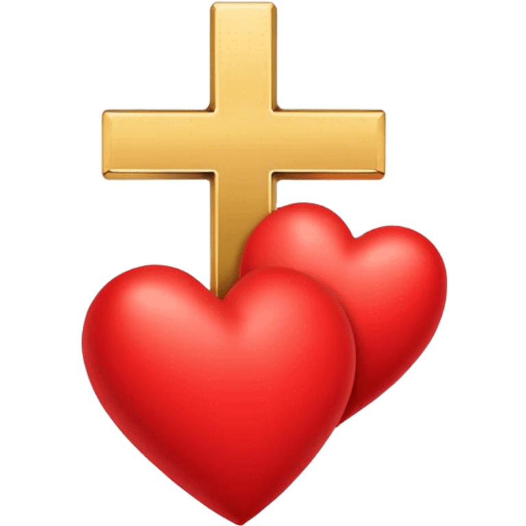 Two red heart outlines united by a gold cross  emoji