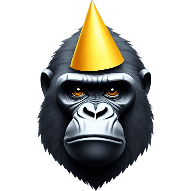 Polygon gorilla with no legs and party hat on emoji