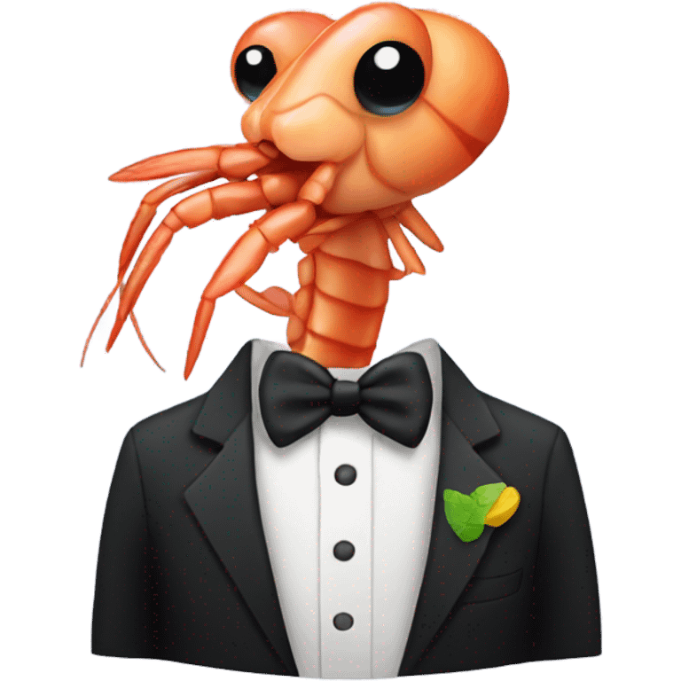 Shrimp wearing tuxedo emoji