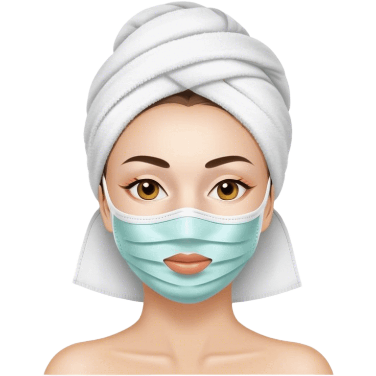 Lady with face mask spa beauty full face relaxing emoji