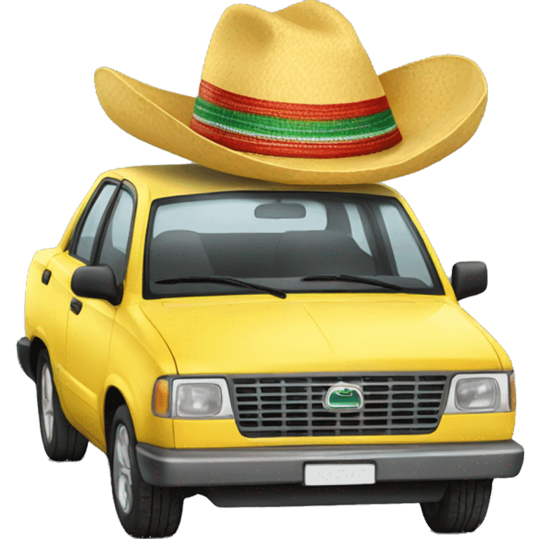 Car with Mexico hat emoji