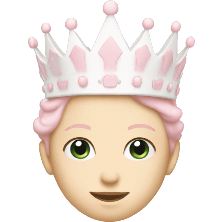 White and pastel pink crown emoji