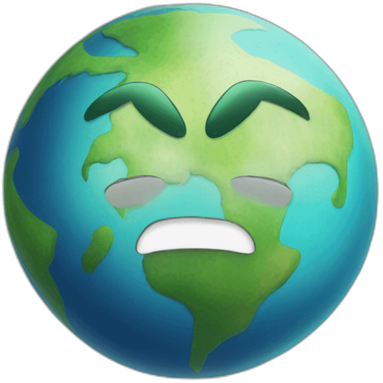 planet earth with cartoon face with smiling eyes emoji