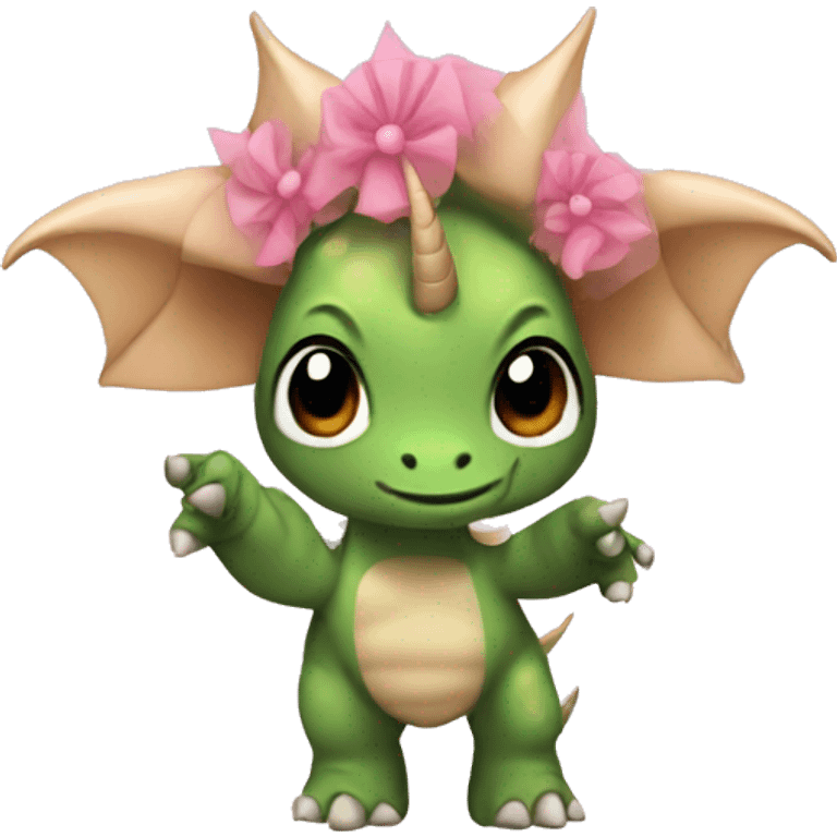 A Triceratops with a tutu and point shoes emoji