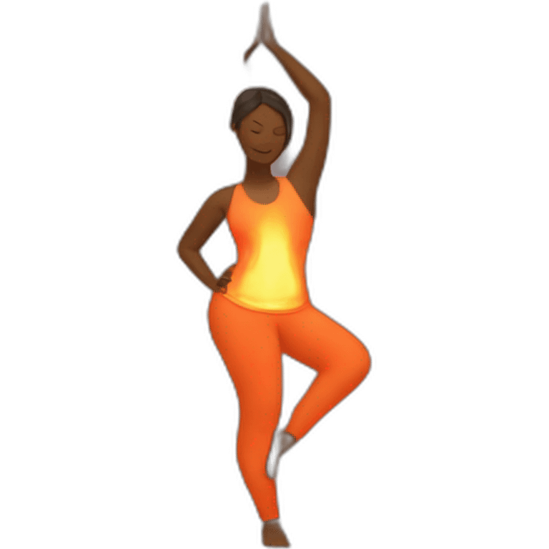 woman doing yoga on fire emoji