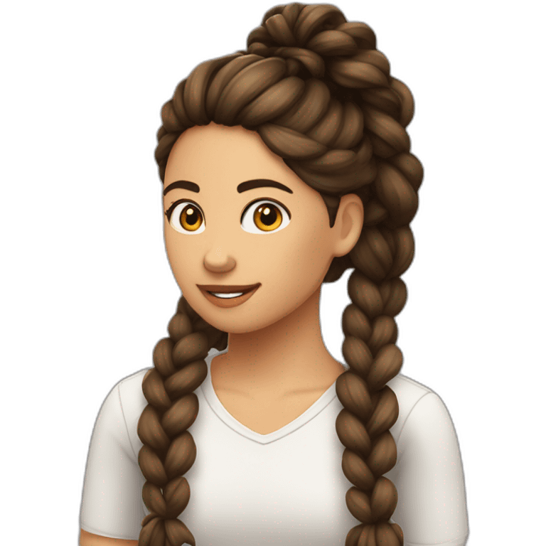 chica morena pelo largo con trenza emoji