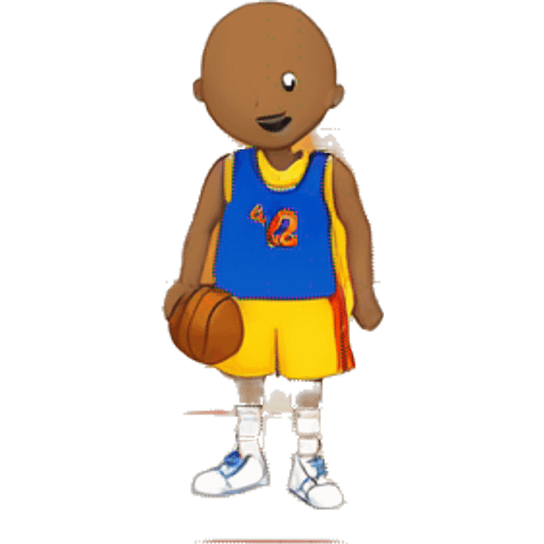 Caillou in a basketball court emoji