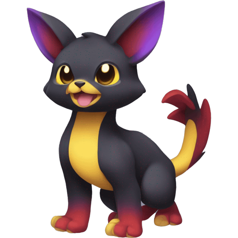 Cute cool dark black red purple yellow animal hybrid Fakemon full body emoji