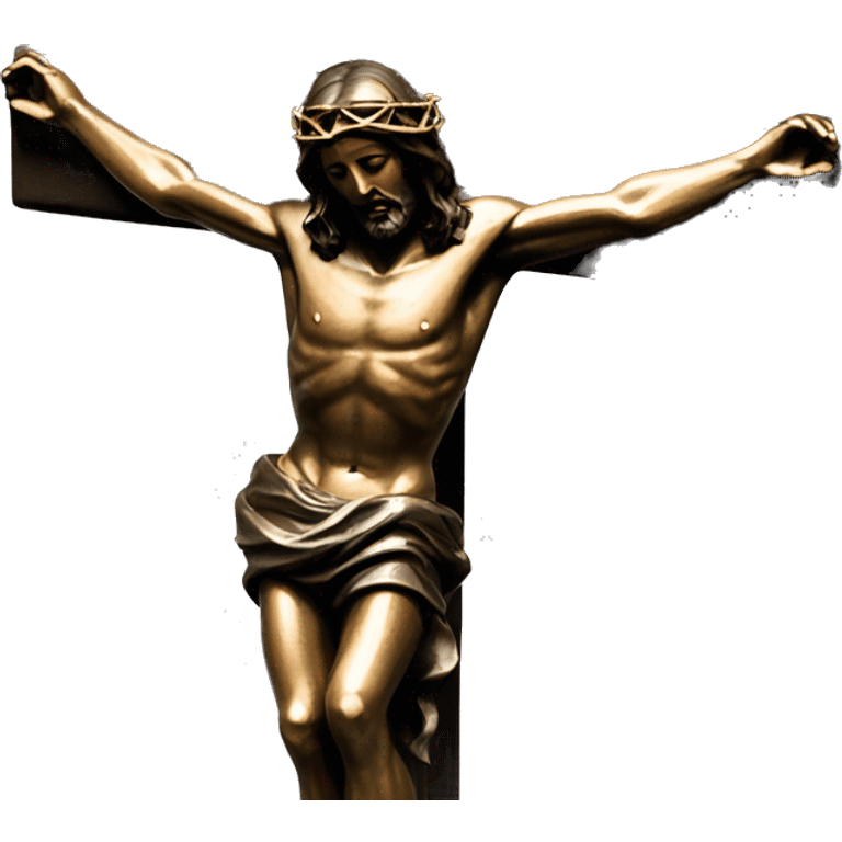 bronze, jesus on crucifix, reaching up emoji