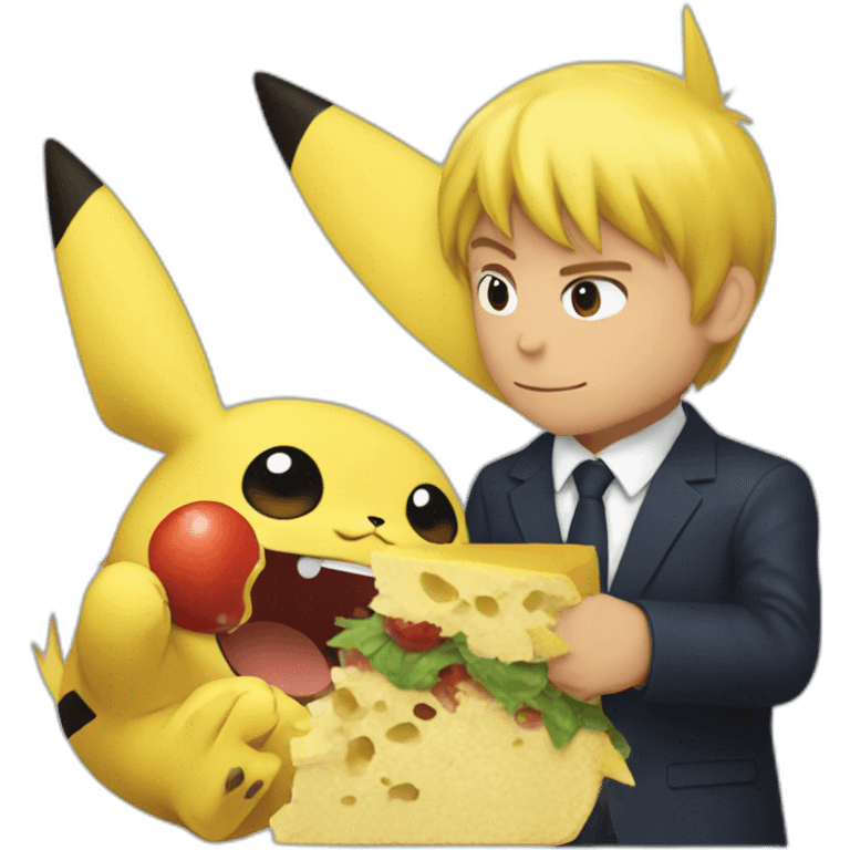 Pikachu eat macron emoji