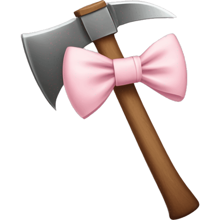 axe with a pale pink bow tied on the center emoji