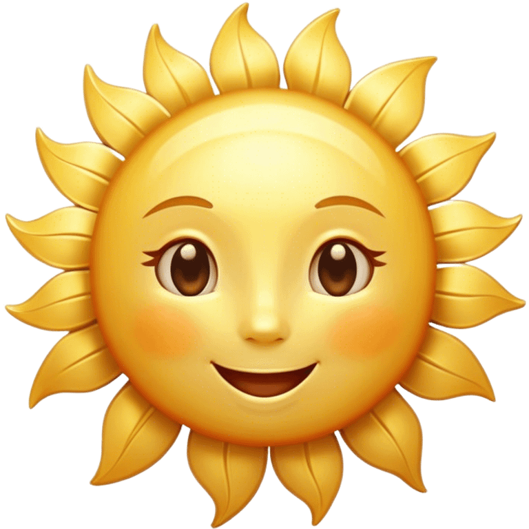 Cinematic tiny happy sun, golden and round, chubby with a warm smile, gentle rays beaming softly, radiating warmth and happiness, irresistibly cute. emoji