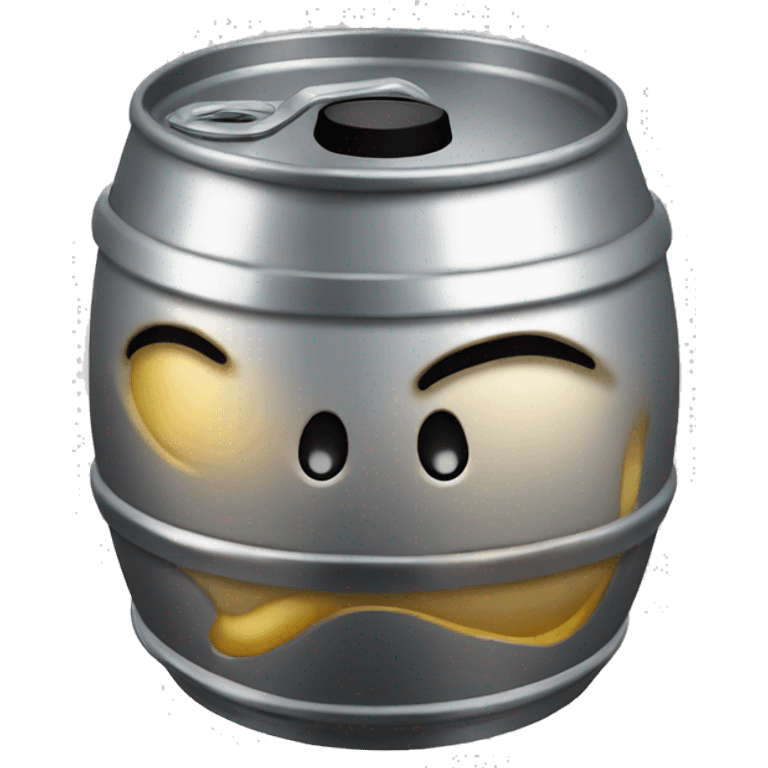 metal beer keg with face in pain emoji