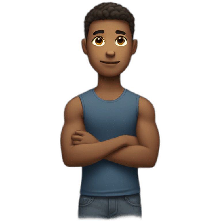 young man with arms crossed emoji