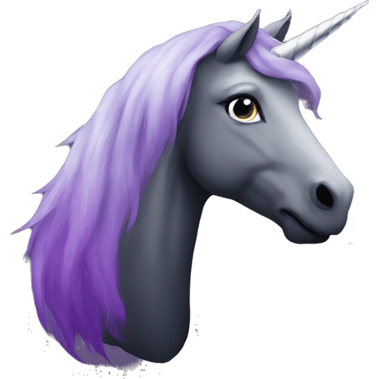 Black, purple, & silver unicorn  emoji