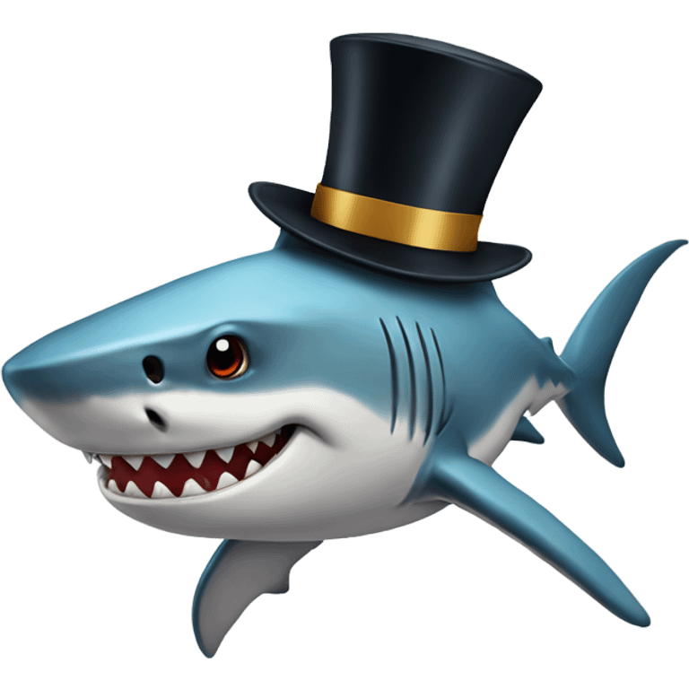 Shark with a top hat emoji