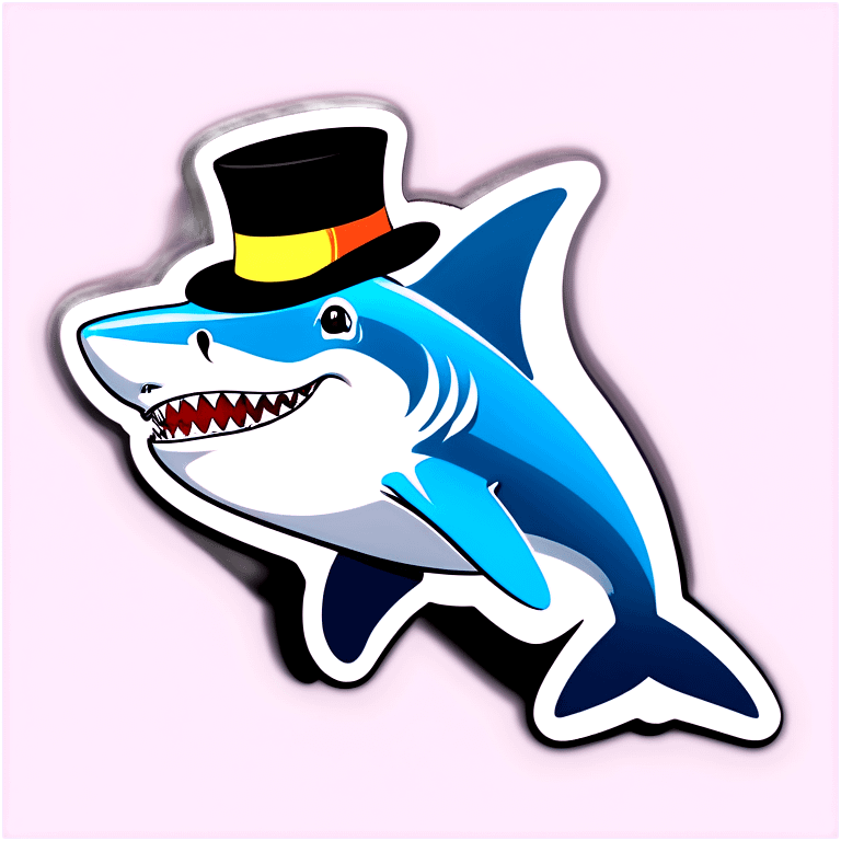 Shark with a top hat emoji