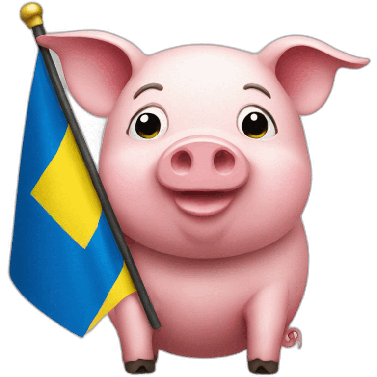 pig holding Ukraine flag  emoji