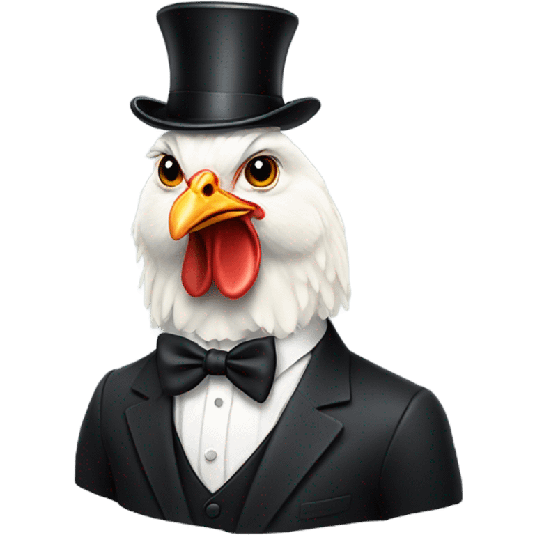 Chicken with top hat and suit emoji