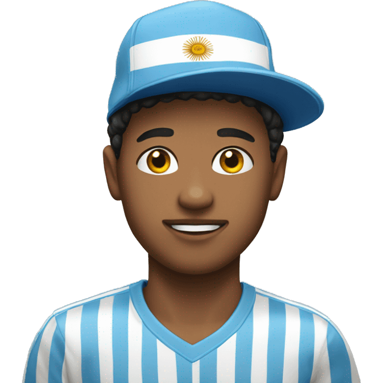 Young man with a hat and wearing Argentina T shirt  emoji