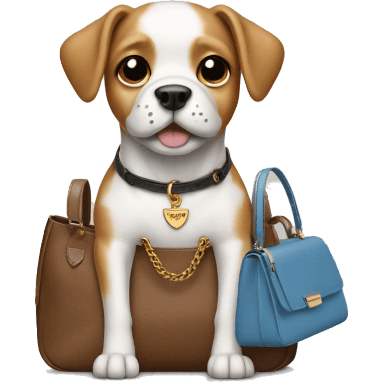 dog holding a prada bag emoji