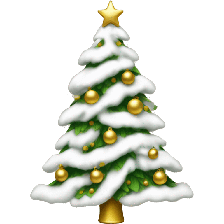 Christmas tree with white and gold decorations emoji