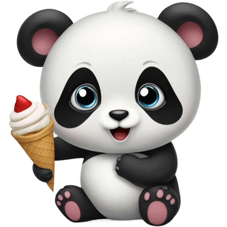 Panda eating ice cream emoji