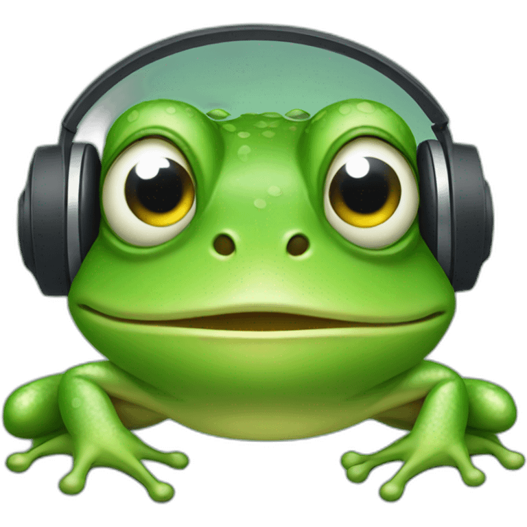 frog wearing headphones emoji