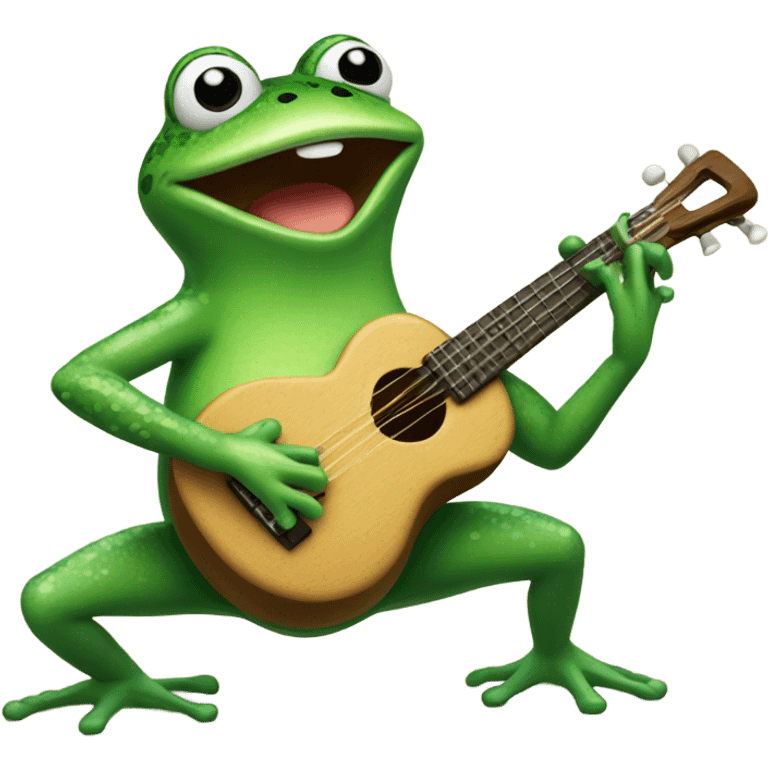 Dancing frog with a ukele  emoji