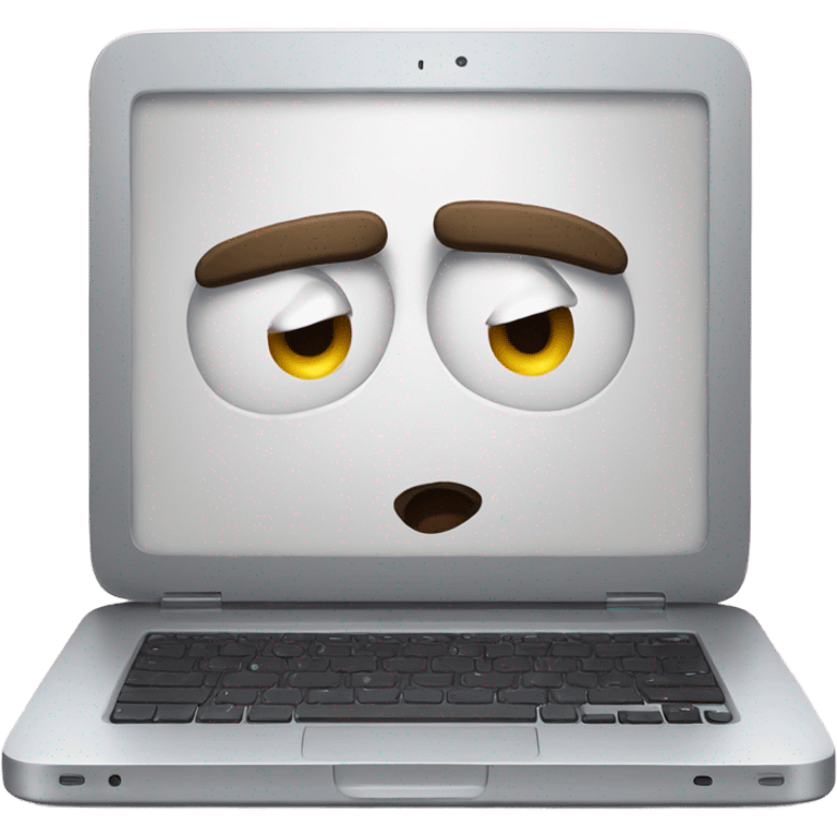 laptop with shocked face emoji