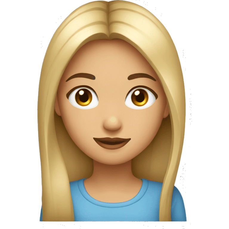 una chica pelo largo noreno ojos azules anteojos emoji