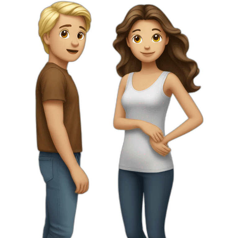 couple femme femme + une fille brune et un garcon blond emoji